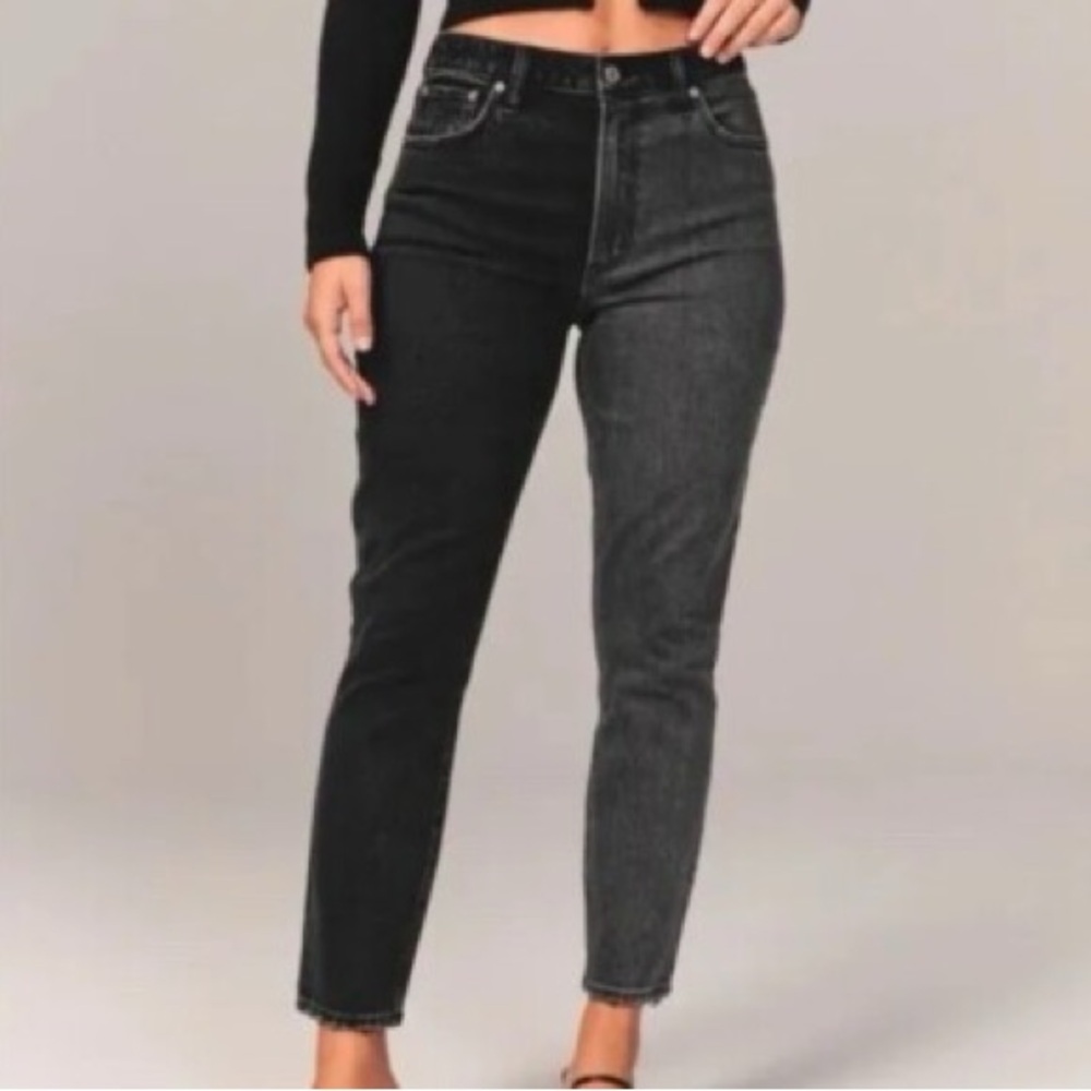 Abercrombie & Fitch Curve Love Two-Tone Skinny High Rise Jeans